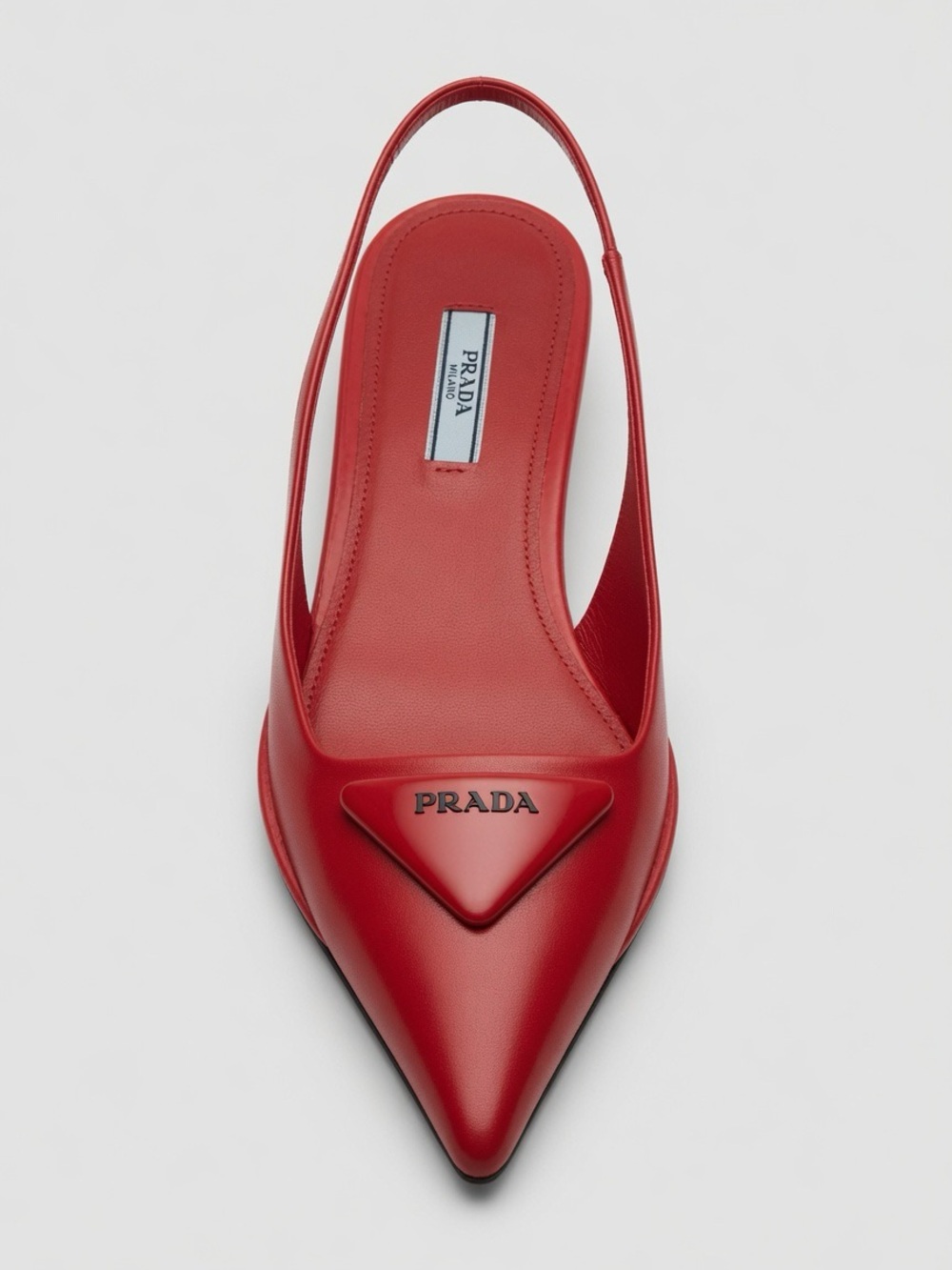 Prada Red Pointed Leather Slingback Pump